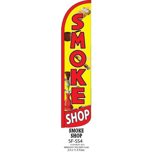 SS4 SMOKE SHOP Windless Swooper Flag Feather Banner Sign 2.5x11.5 Ft (Flag Only)