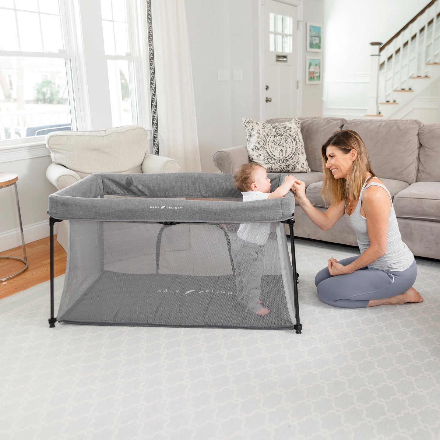 Baby Delight Deluxe Portable Crib & Playard, Charcoal Tweed