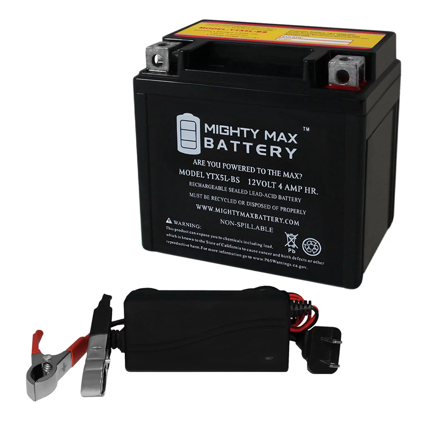 YTX5L-BS Battery Replaces Kymco Super 9 - 50 2000 + 12V 1Amp Charger