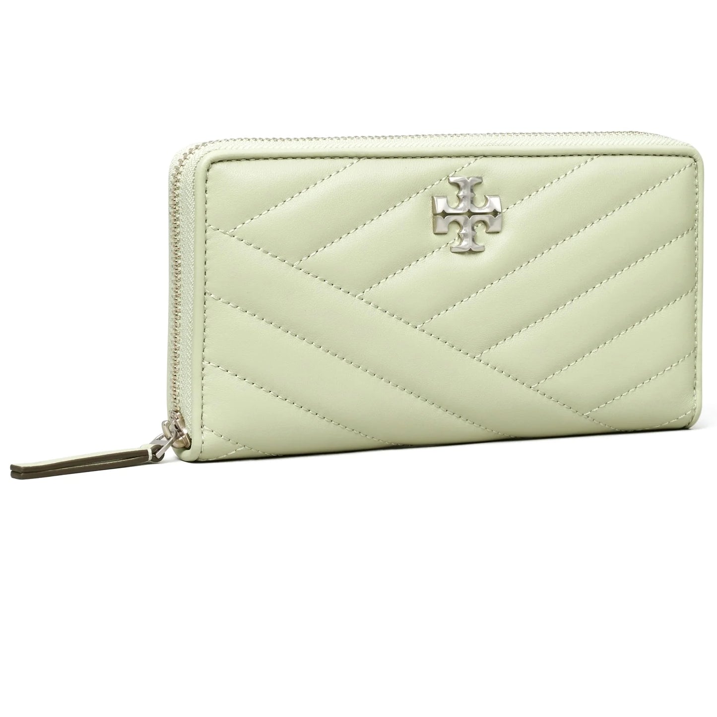 Tory Burch Women's Kira Chevron Zip Continental Leather Wallet (Pine Frost)