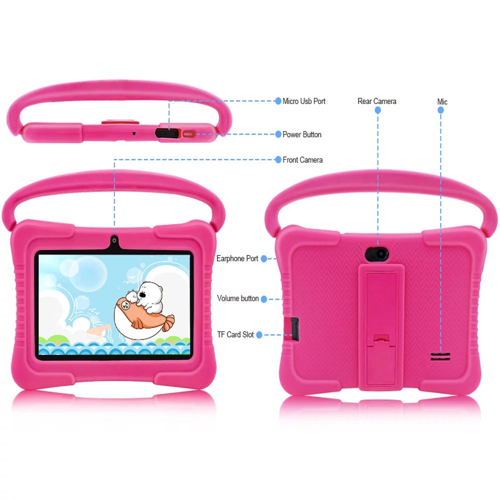 Android 11 Kids Tablet,Kids Learning Tablet,Antemper 7 inch Kids Tablet,32GB Storage,Toddler Tablet with Bluetooth, Wifi,Parental Control, HD Dual Camera,Google Play, Pink