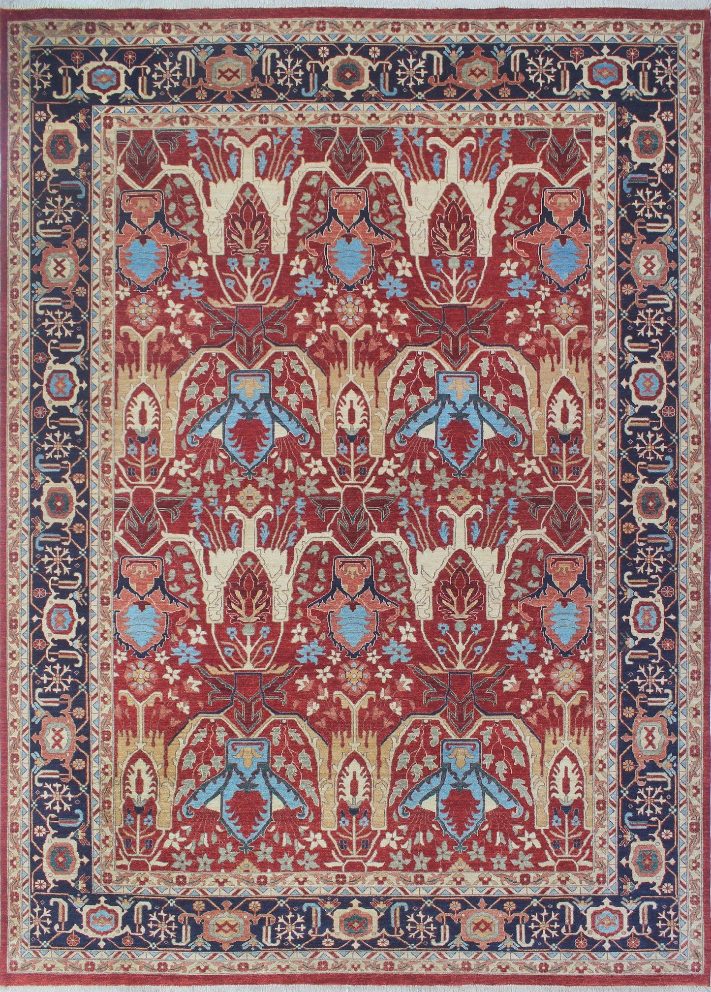 Aria Ramez Rust/Blue Rug, 9'10" x 13'7"