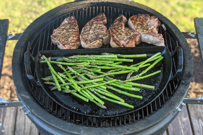 SnS Grills Slow ‘N Sear® Cast Iron Drip 'N Griddle Pan 22", 3-in-1 Versatile Grill Accessory for Searing, Griddle and Drippings - Fits Standard 22” Kettle Grills