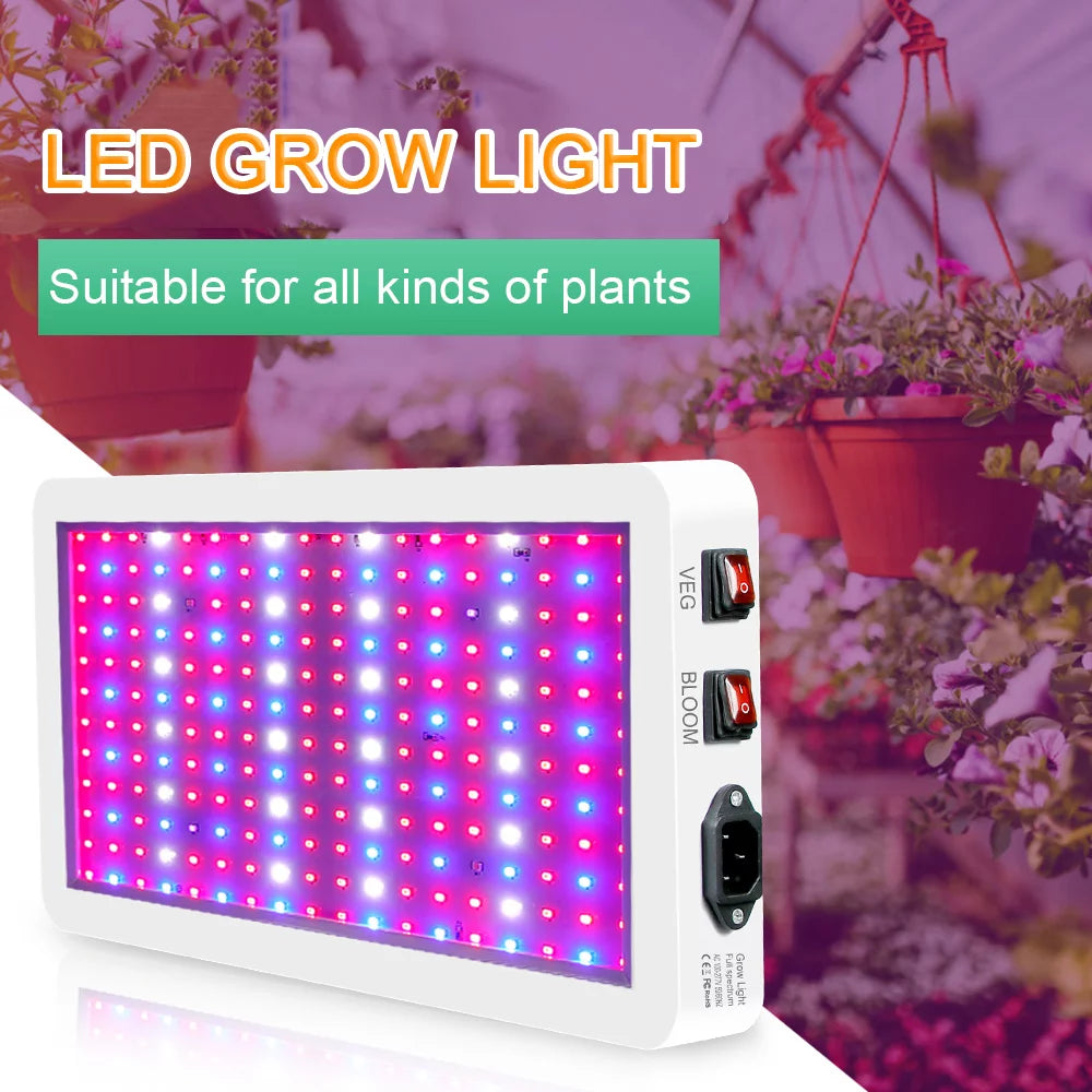 Anself 2000W Full Spectrum LED Grow Light - 312 LEDs with Veg/Bloom Dual Switch - IP65 Waterproof Indoor Plant Growing Lamp - Ideal for Seedlings, Flowers, Greenhouse Use