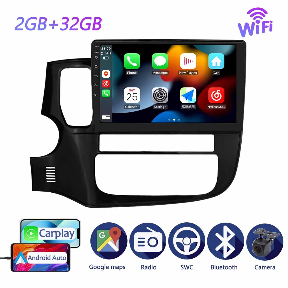 Carplay Android Auto Car Radio GPS For Mitsubishi Outlander 3 GF0W GG0W 2012 - 2018 Android Multimedia Navigation Player