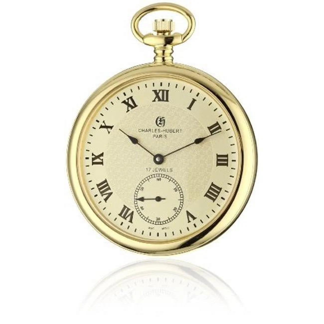 Unitron Enterprise IP-Plated Stainless Steel Open Face Gold Dial Pocket Watch