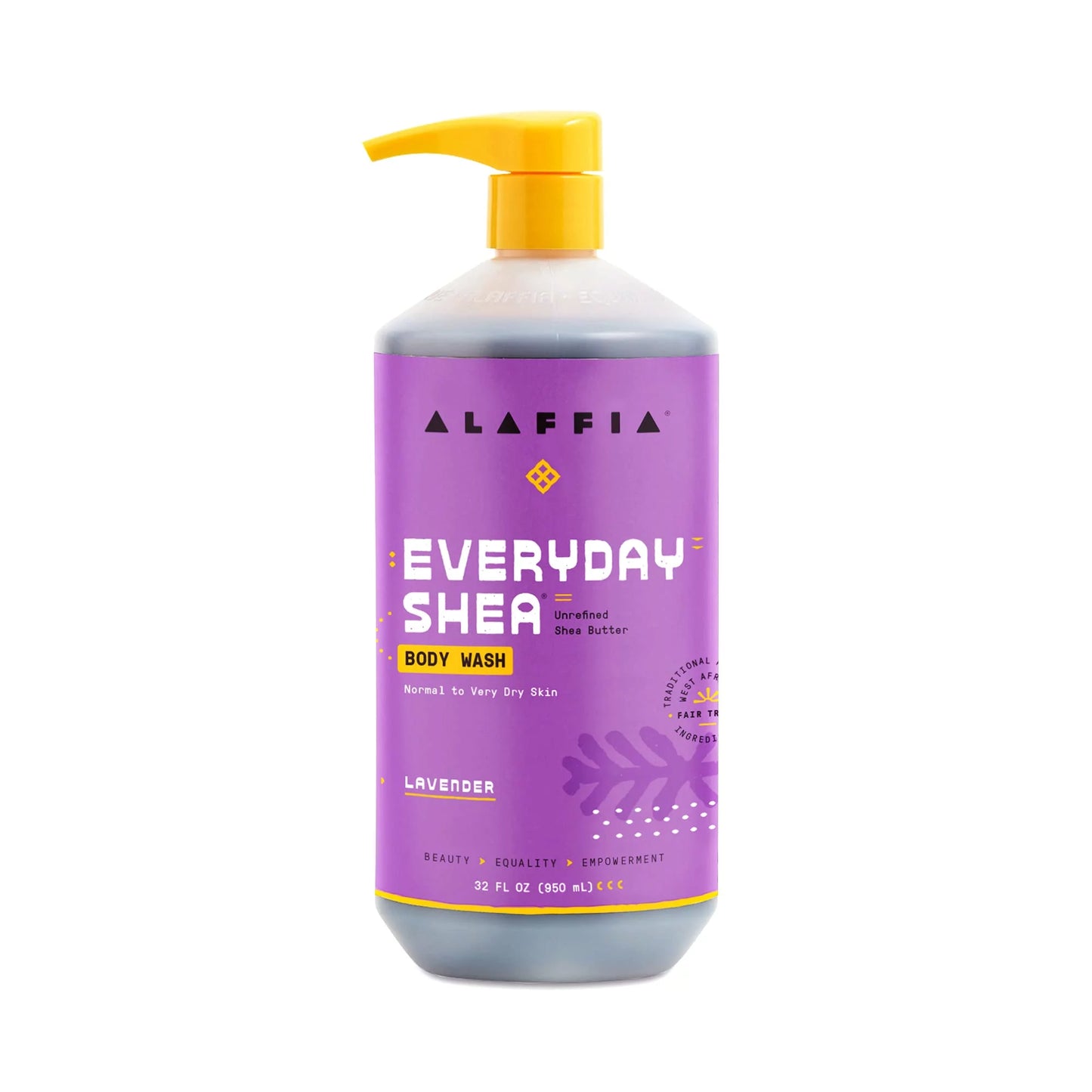 Alaffia - Everyday Shea Body Wash, Naturally Helps Moisturize And Cleanse Without Stripping Natural Oils With Shea Butter, Neem, And Coconut Oil, Fair Trade, Lavender, 32 Fl Oz.