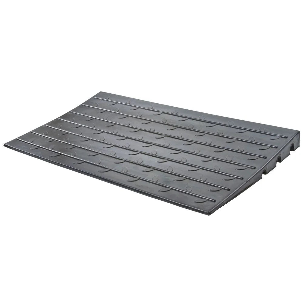 Silver Spring 2.5in High Rubber 3-Channel Threshold Ramp for Wheelchairs, Mobility Scooters, and Power Chairs, with Slip-Resistant Surface - DH-UP-8