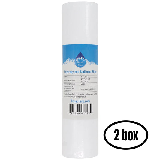 2 Boxes of Replacement for PurePro FS301 Polypropylene Sediment Filter - Universal 10-inch 5-Micron Cartridge for PurePro Aquarium RO System - Denali Pure Brand