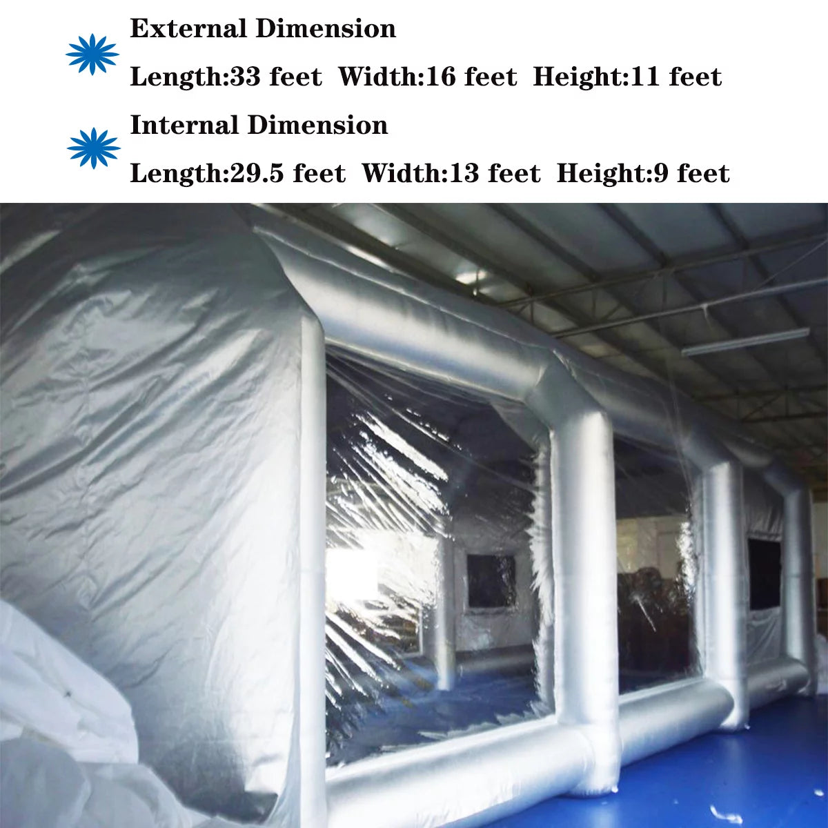 TECHTONGDA Inflatable Spray Booth 33*16*11ft Portable Car Painting Booth with 2 Blower Inflatable Spray Booth with Air Filtration System