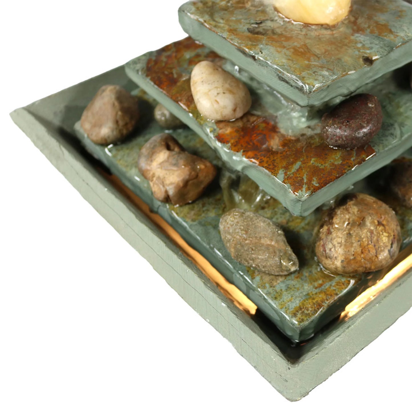 Sunnydaze Ascending Slate Tabletop Fountain with LED Light - 8"