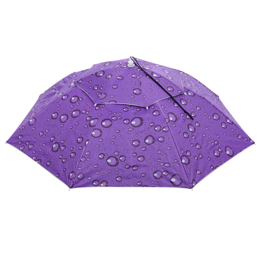 Uxcell OD 37.4" Umbrella Hat, Oxford Fabric Folding Double Layer Sun Rain Cap with Adjustable Strip, Purple