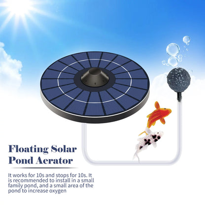 Solar Pond Aerator Pump With Air Hose and Bubble Stone Pond Aerator Fish Oxygenator for Birdbath Fountain Small Pond Circulation