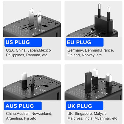 AICase International Universal Travel Adapter 2 USB+2 USB C Outlet Converter Plug Power