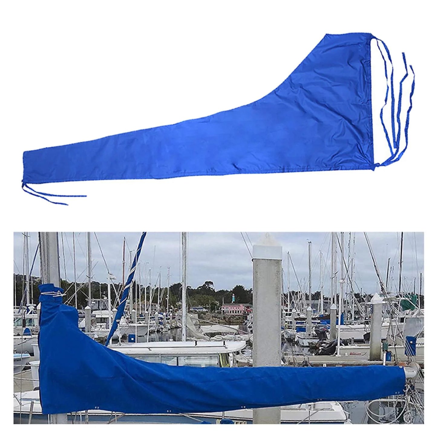 600D Mainsail Cover, Boat Cover, Dustproof Cover Sail Cover Snow Cover Adjustable Strap Thickened Oxford Cloth Blue , 12 FT 11 to 12 FT