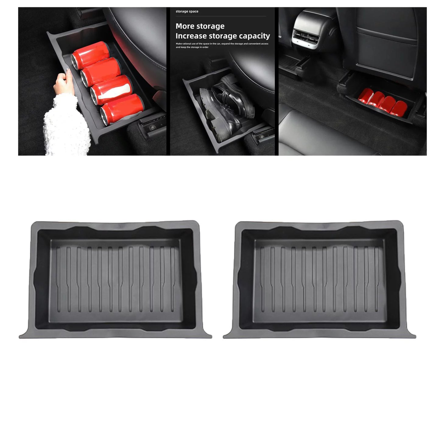 Under Chair Storage Box Underseat Hidden Storage Tray for 2pcs