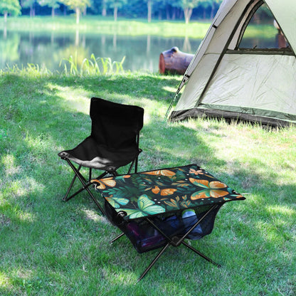 Butterfly Floral Leave Camping Folding Table Portable Beach Table with Storage Bag Compact Picnic Table for Outdoor Travel Fishing BBQ