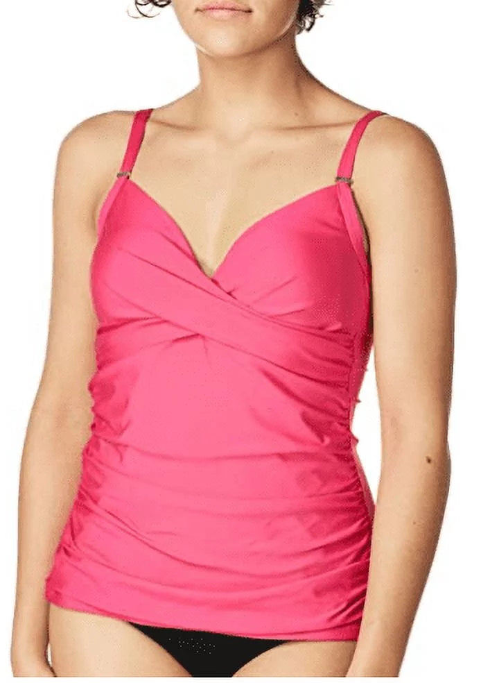 Calvin Klein HIBISCUS Ruched Tummy-Control Tankini Swim Top