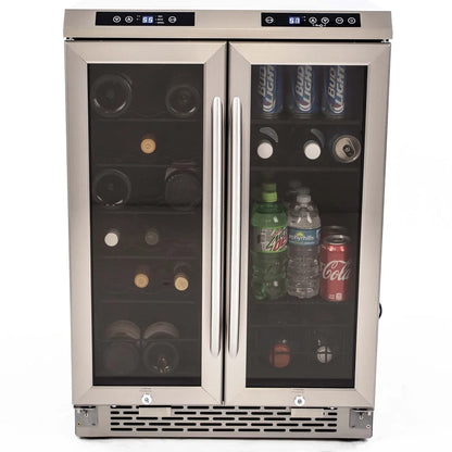 Avanti WBV19DZ 19 Bottle / 66 Can Stainless Steel Dual-Zone Wine Cooler & Beverage Center