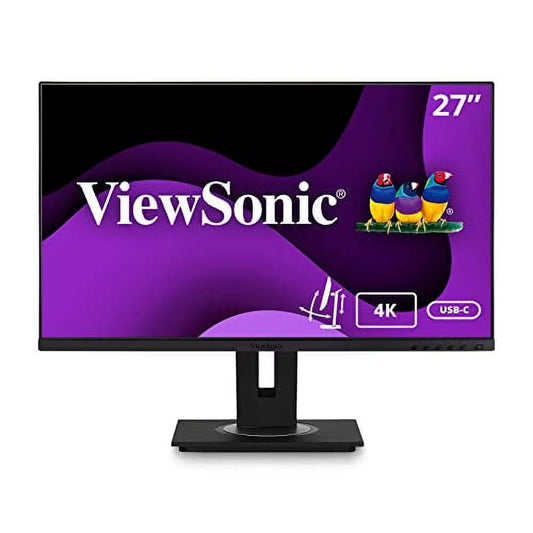 ViewSonic VG2756-4K 27 Inch IPS 4K Docking Monitor with Integrated USB 3.2 Type-C RJ45 HDMI Display Port and 40 Degree Tilt Ergonomics for Home and Office,Black