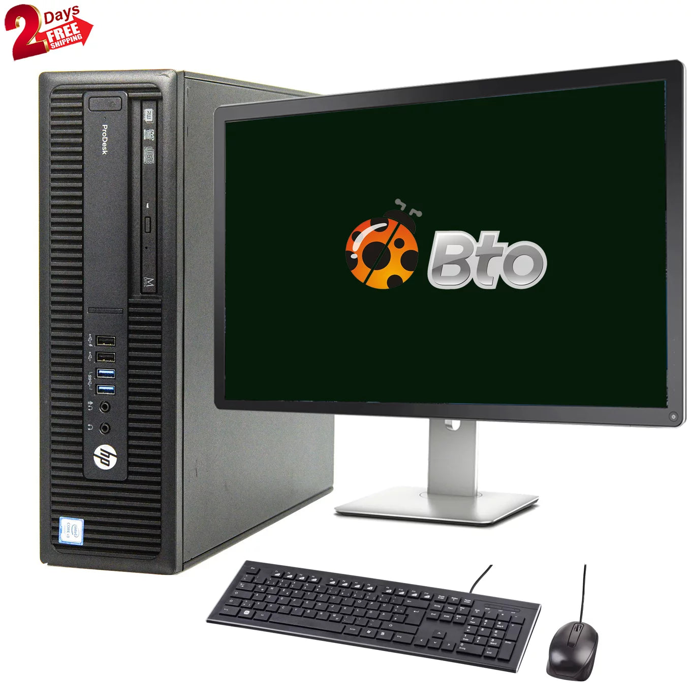 Restored HP 600 G2 Desktop Computer Intel Pentium G4400 3.3GHz CPU 8GB Ram, 2TB HDD, New 20" LCD, Keyboard & Mouse, WiFi, DVD, Win10 Pro PC (Refurbished)