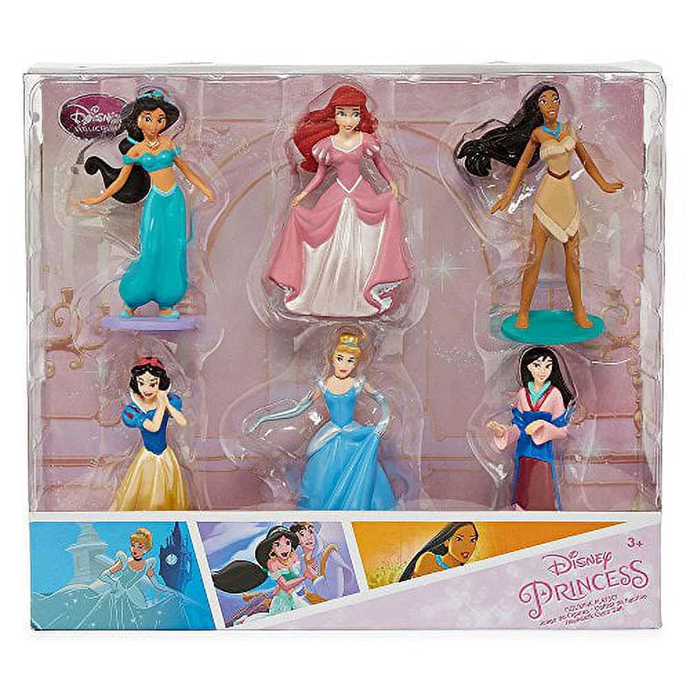 Collection Disney Princess 6 Piece pc Figurine Playset Jasmine Ariel Pocahontas Snow White Cinderella Mulan