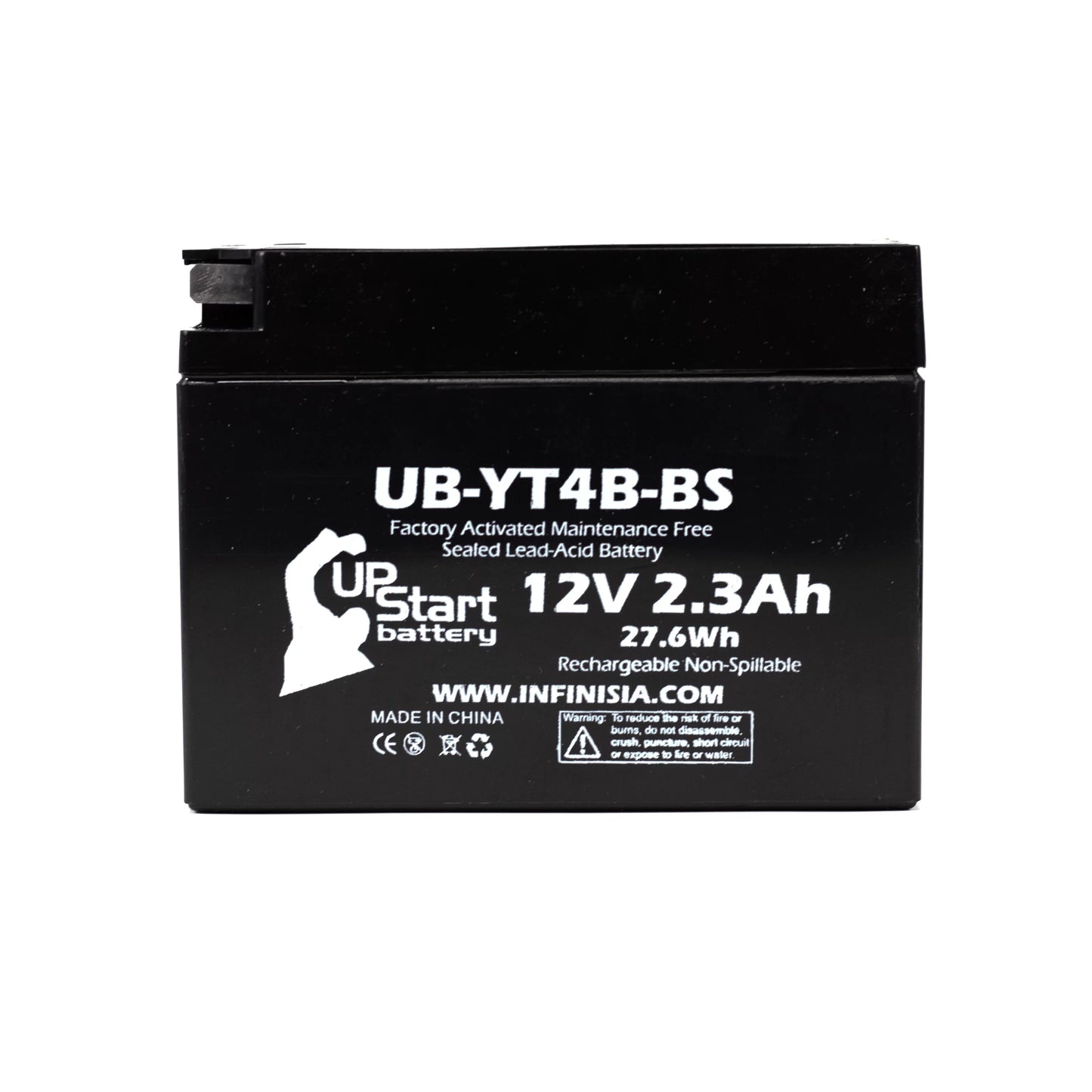 2-Pack UpStart Battery Replacement 2009 Yamaha SR400 400CC Factory Activated, Maintenance Free, Motorcycle Battery - 12V, 2.3Ah, UB-YT4B-BS