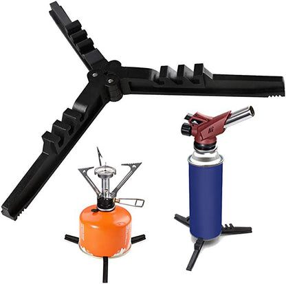 Caudblor Folding Universal Fuel Can Canister Stand, Tripod Stabilizer for Camping Stoves, Upgrade Compact Butane Gas Tank Bracket, Plastic Cylinder Cartridge Holder, Footrest for Outdoor Hiking Stove