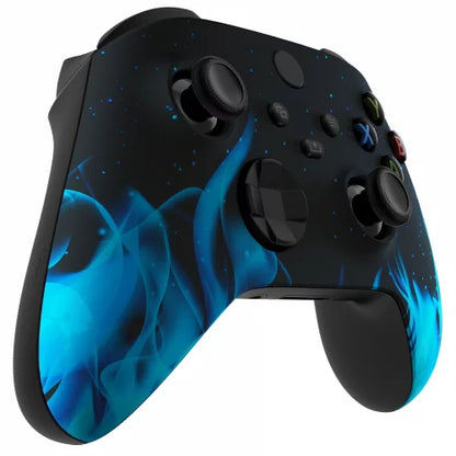 Xbox Series / One Modded Custom Rapid Fire Controller Blue Flames Soft Touch With White LED X