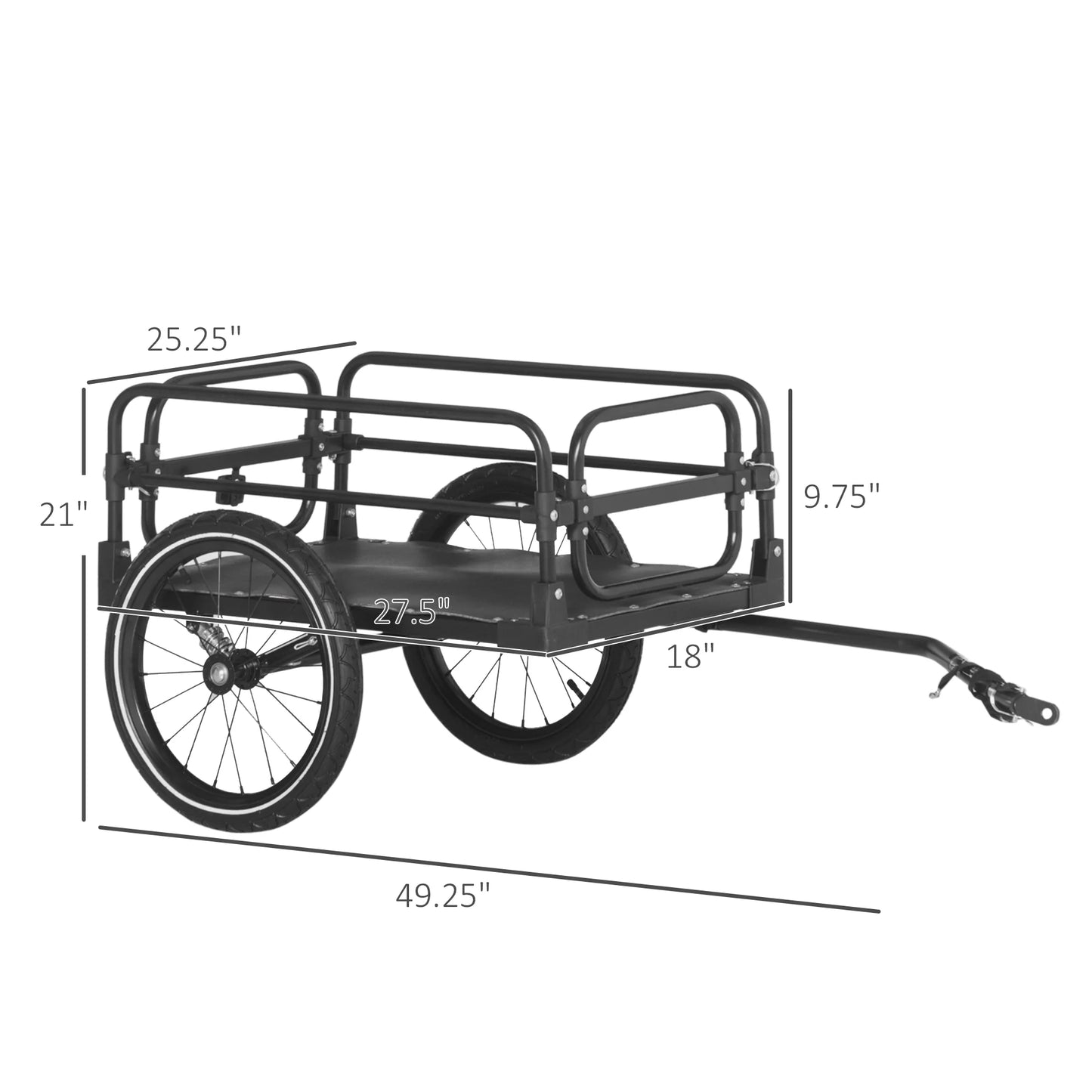 Aosom Bicycle Cargo Trailer Bicycle Wagon Bicycle Trailer with Suspension, Triple Safety Features, 16'' Tires, 88 lbs Max Load