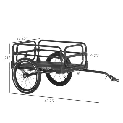 Aosom Bicycle Cargo Trailer Bicycle Wagon Bicycle Trailer with Suspension, Triple Safety Features, 16'' Tires, 88 lbs Max Load