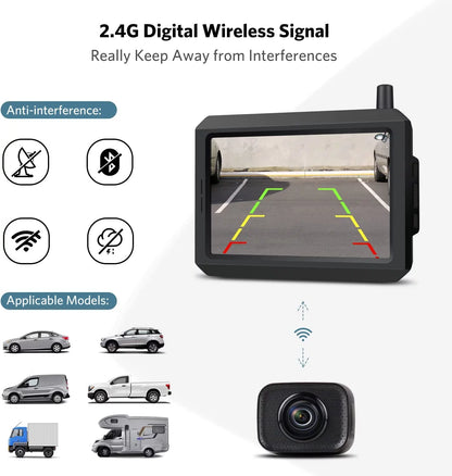 5″ TFT-LCD HD Monitor Wireless Backup Camera for Trucks, K7Pro Support 2 Cameras with Digital Wireless Signal, Waterproof Rear View Camera for Car/SUV/Van/Mini RV/Pickup