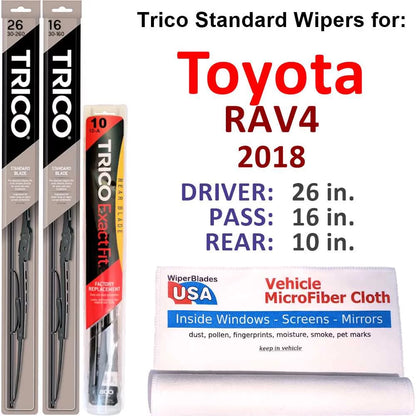 2018 Toyota RAV4 Wiper Blades (Set of 3) w/Rear Wiper