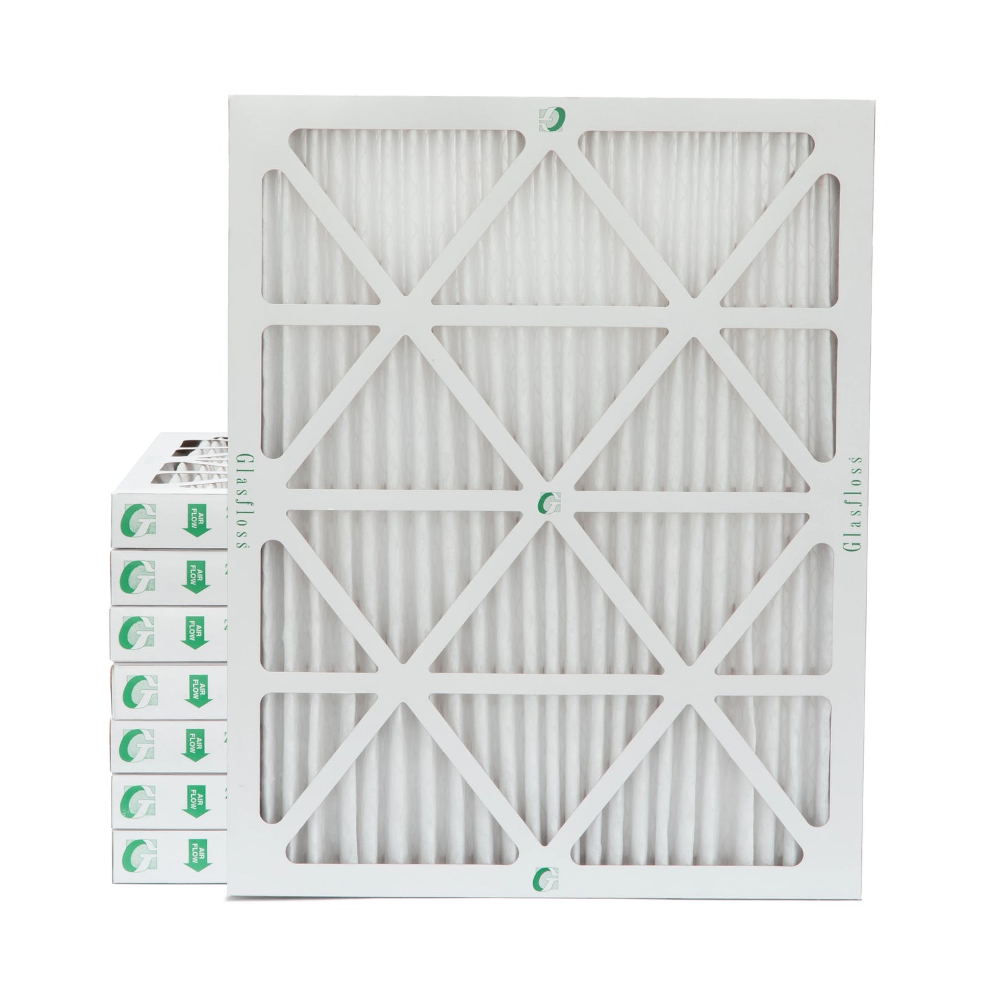 20x25x2 MERV 10 Pleated AC Furnace Air Filters by Glasfloss Industries. ( 8 Pack ) Exact Size: 19-1/2 x 24-1/2 x 1-3/4