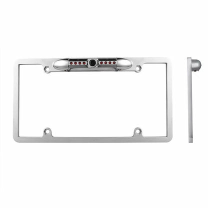 Waterproof Night Vision License Plate Frame Car Rear View Backup Camera Silver