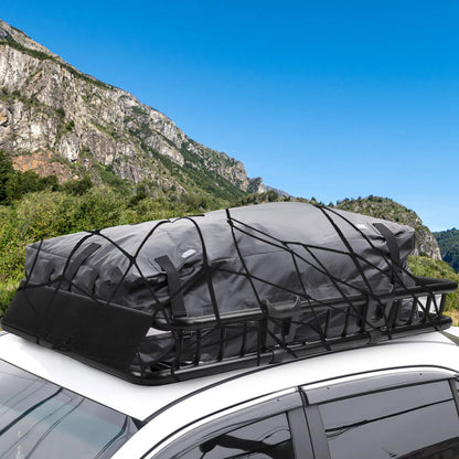 63x39x6.3in Roof Basket, iMounTEK 220LBS Heavy Duty Roof Rack Cargo Basket, Universal Rooftop Cargo Carrier with Hook Strap Elastic Net