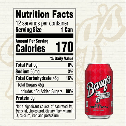 Barq's Red Creme Soda Pop, 12 fl oz, 12 Pack Cans