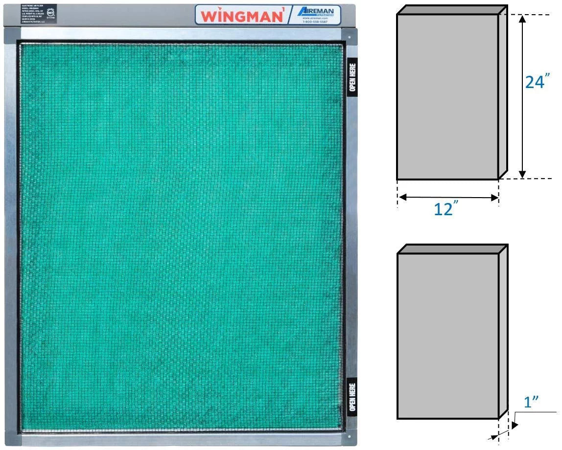 12x24x1 Electronic Air Filter - Homeowner Installed- Simply Replace Your Current AC Furnace Air Filter and PLUG IT IN!