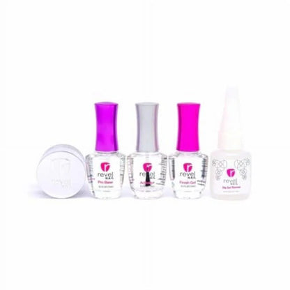 Revel Nail Dip Powder Starter Kit D444 Rose Quartz 0.5 oz Powder with EZ Liquids