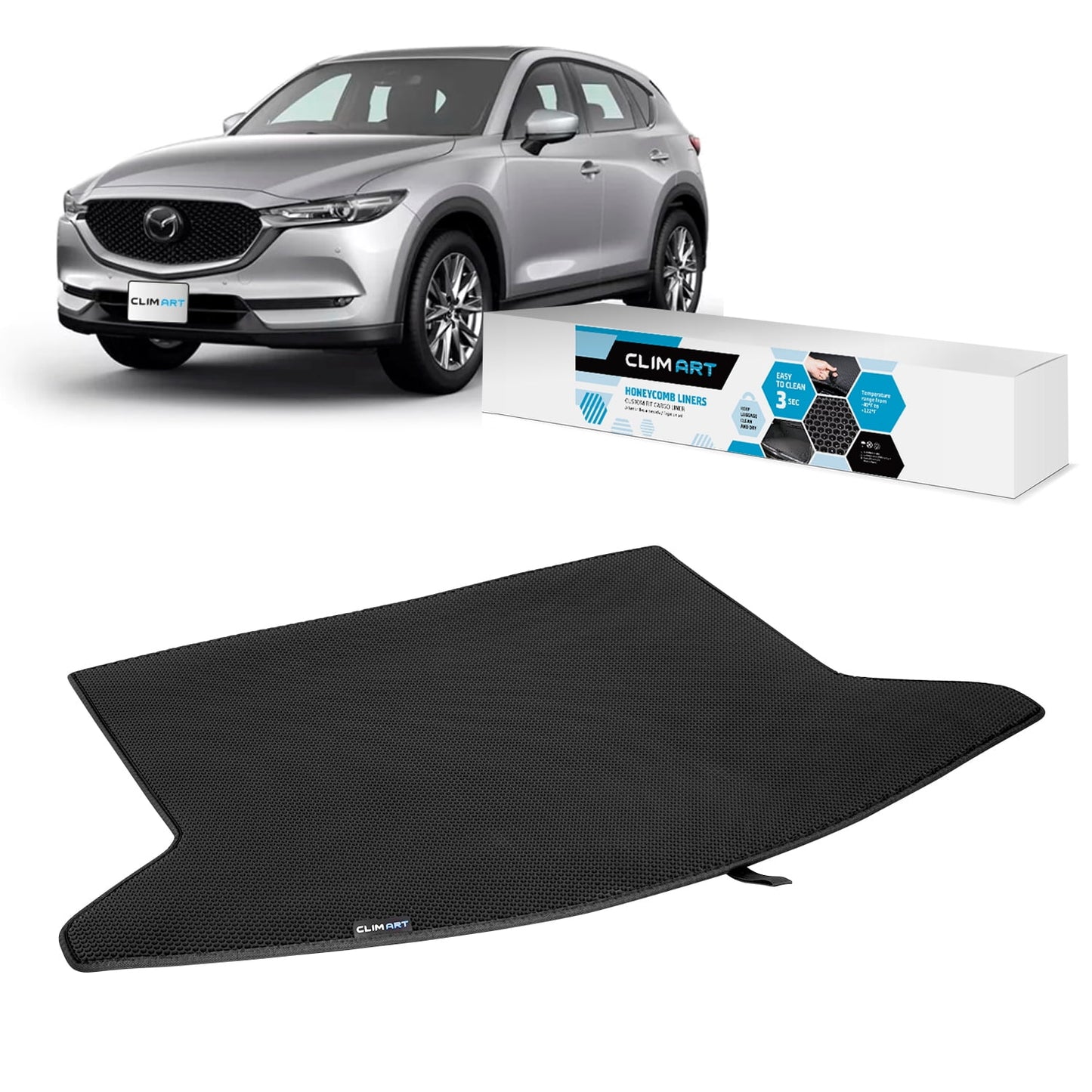 CLIM ART Cargo Liner for Mazda CX-5 2017-2024 Custom Fit Trunk Mat, with Honeycomb Dirtproof & Waterproof Technology - All-Climate, Heavy Duty, Anti-Slip Cargo Liner, Luggage - FL01117036