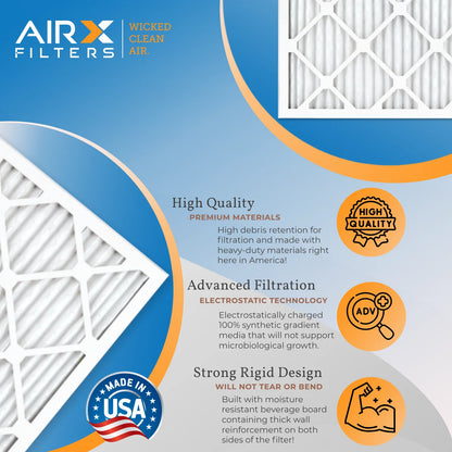 20x22x1 Air Filter MERV 13 Comparable to MPR 1500 - 2200 & FPR 9 Electrostatic Pleated Air Conditioner Filter 6 Pack HVAC AC Premium USA Made 20x22x1 Furnace Filters by AIRX FILTERS WICKED CLEAN AIR.