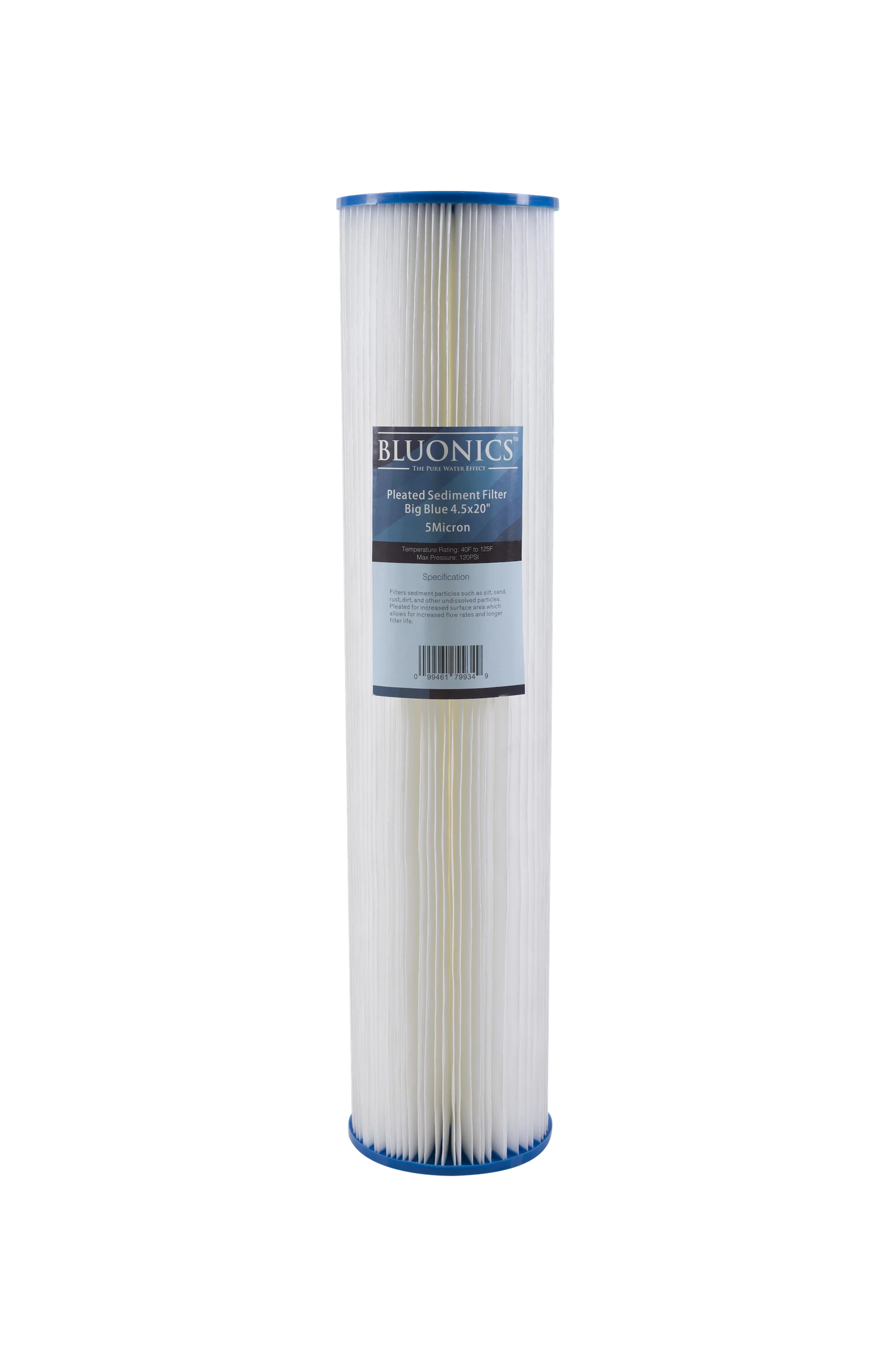 Big Blue Pleated Sediment and Carbon Block Replacement Water Filters 4pcs (5 Micron) 4.5" x 20" Cartridges