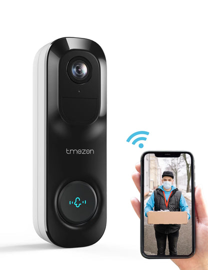 TMEZON Wireless Doorbell Camera, 2K Smart Video Doorbell Works with Alexa Door Bell Camera for Home Security, 2.4G WiFi Required