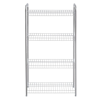 Rubbermaid Freestanding 4-Tier Multipurpose Wire Shelving Unit, Satin Nickel.