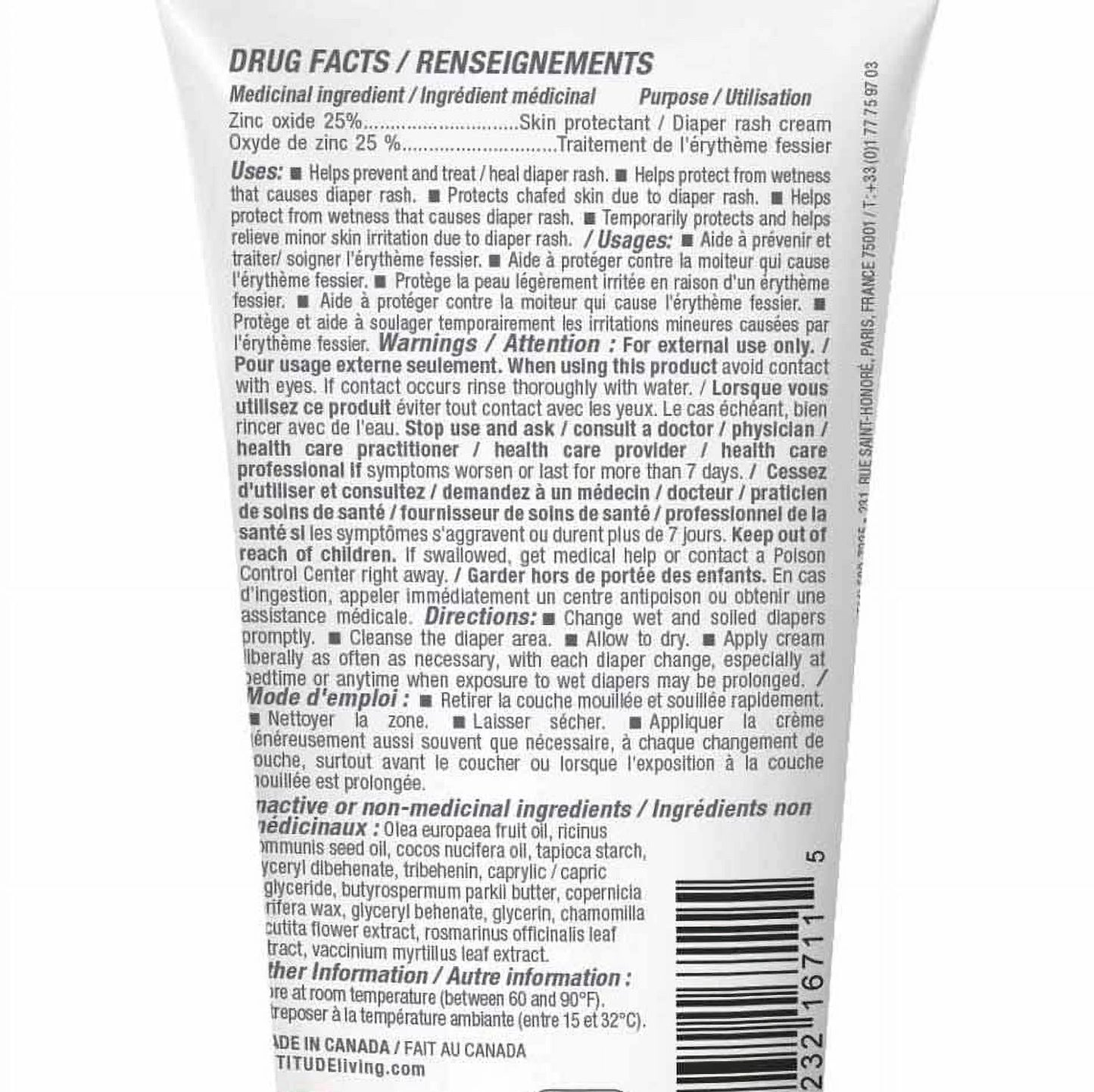 ATTITUDE Natural Zinc Diaper Cream , EWG VERIFIED, Hypoallergenic, Dermatologist Tested and Fragrance-Free Diaper Rash Cream , Blocks Moisture, Prevents Irritation , Baby leaves (2,6 Fluid Ounce)