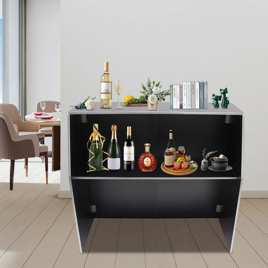 TOOL1SHOoo Portable Foldable Event bar Cabinet 19.5x47.75x42.75in Black with Aluminum Edging