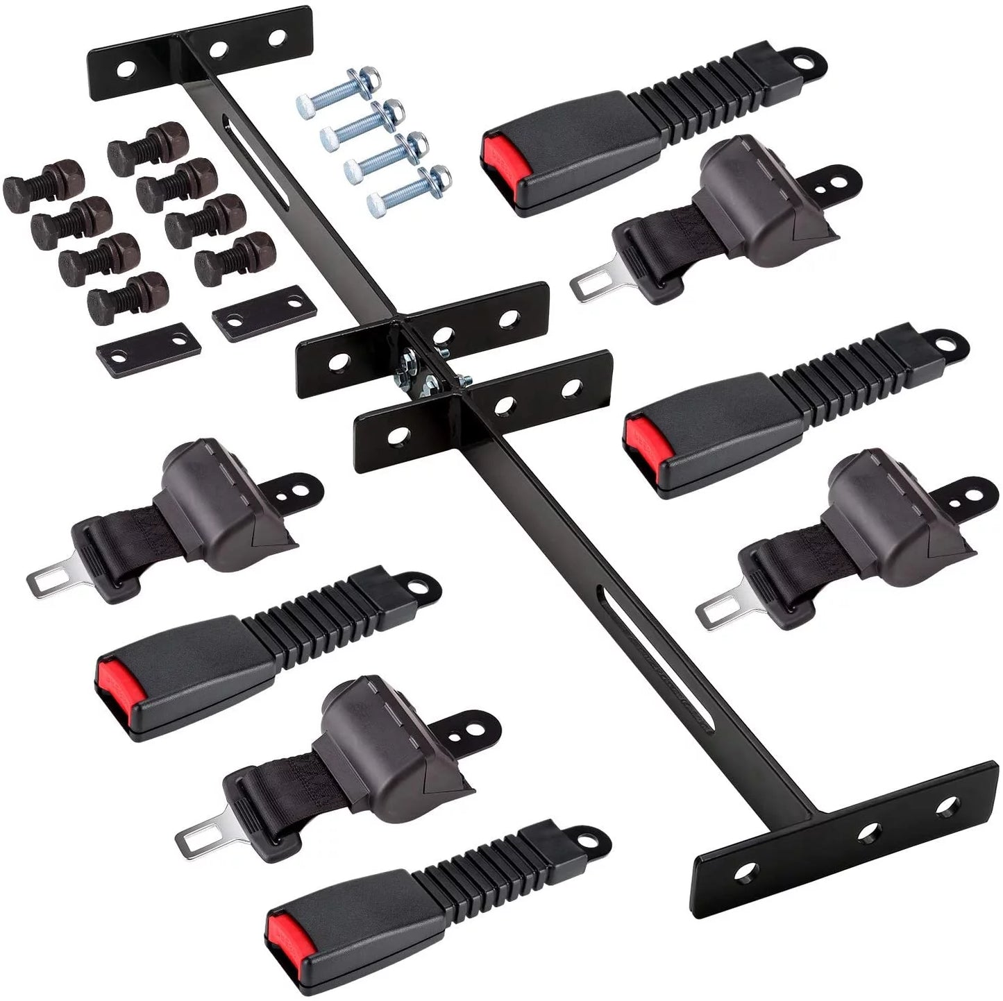 10L0L Golf Cart Chair Belts & Bracket Kit for Yamaha EZGO Club Car 4 Seater Cart, Black