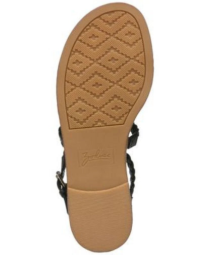 ZODIAC Womens Black Woven Buckle Accent Cushioned Camelia Round Toe Zip-Up Gladiator Sandals Shoes 5.5 M