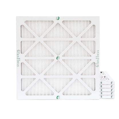 6 Pack of 22x22x1 MERV 10 Pleated Air Filters by Glasfloss. Actual Size: 21-1/2 x 21-1/2 x 7/8