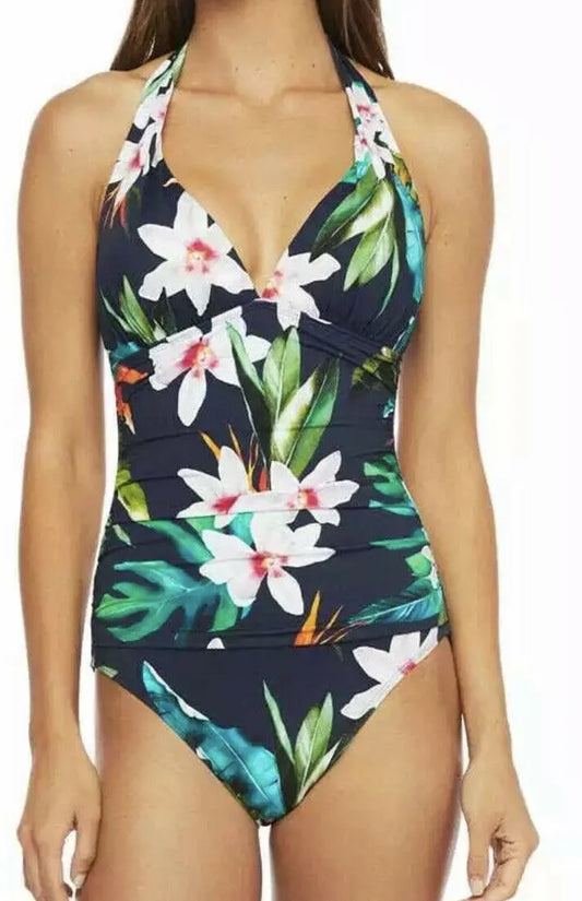 RALPH LAUREN Multi Watercolor Halter Mio One Piece Swimsuit, US 6, UK 10, NWOT